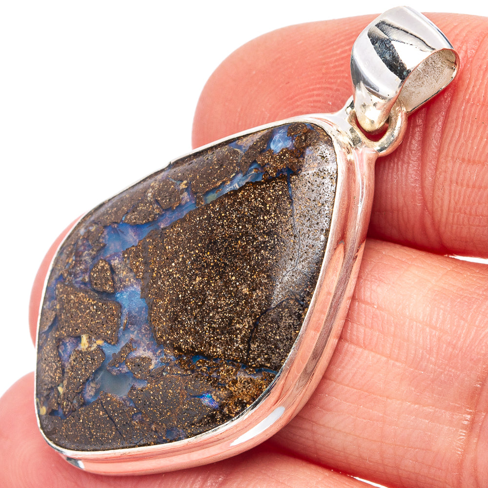 Rare Boulder Opal Pendant 1 1/2" (.925 Sterling Silver)