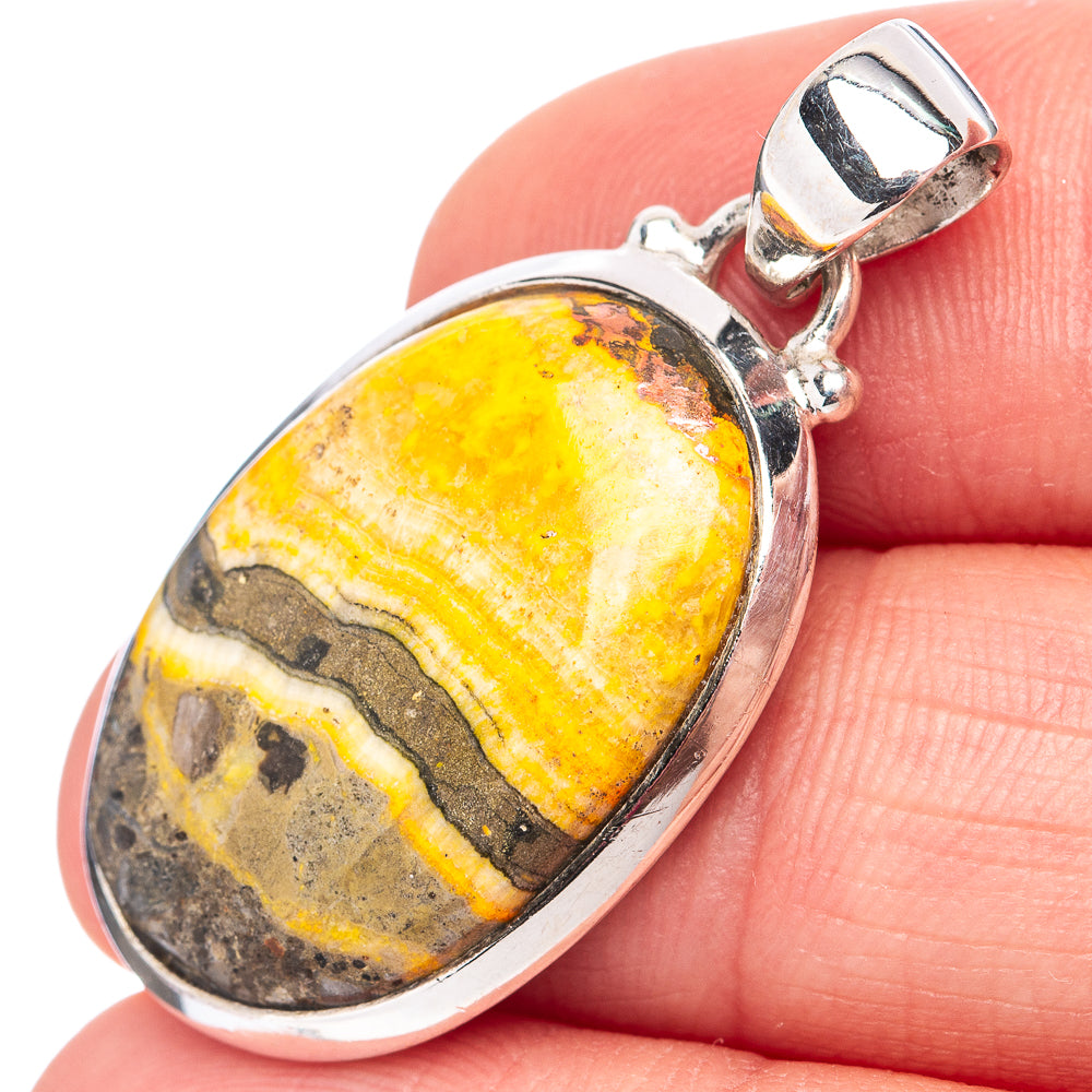 Bumblebee Jasper Pendant 1 3/8" (.925 Sterling Silver)