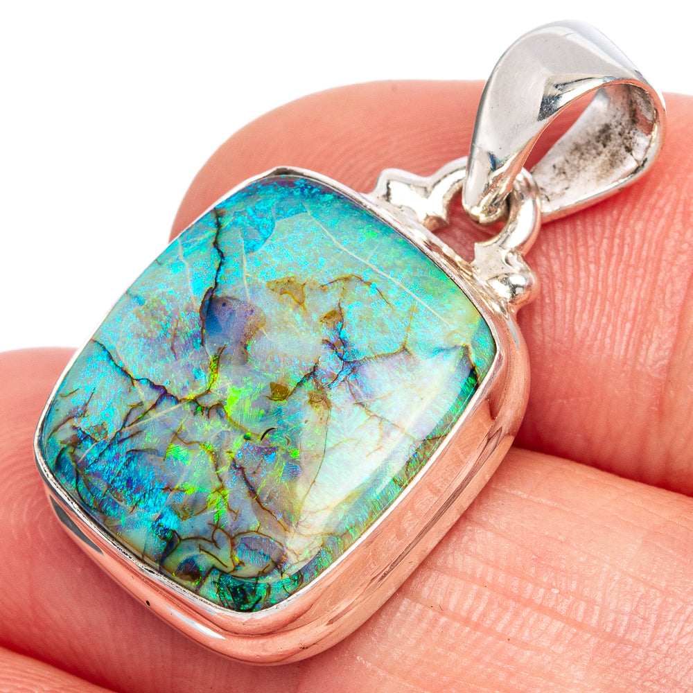 Rare Sterling Opal Pendant 1 1/8" (925 Sterling Silver) P42047