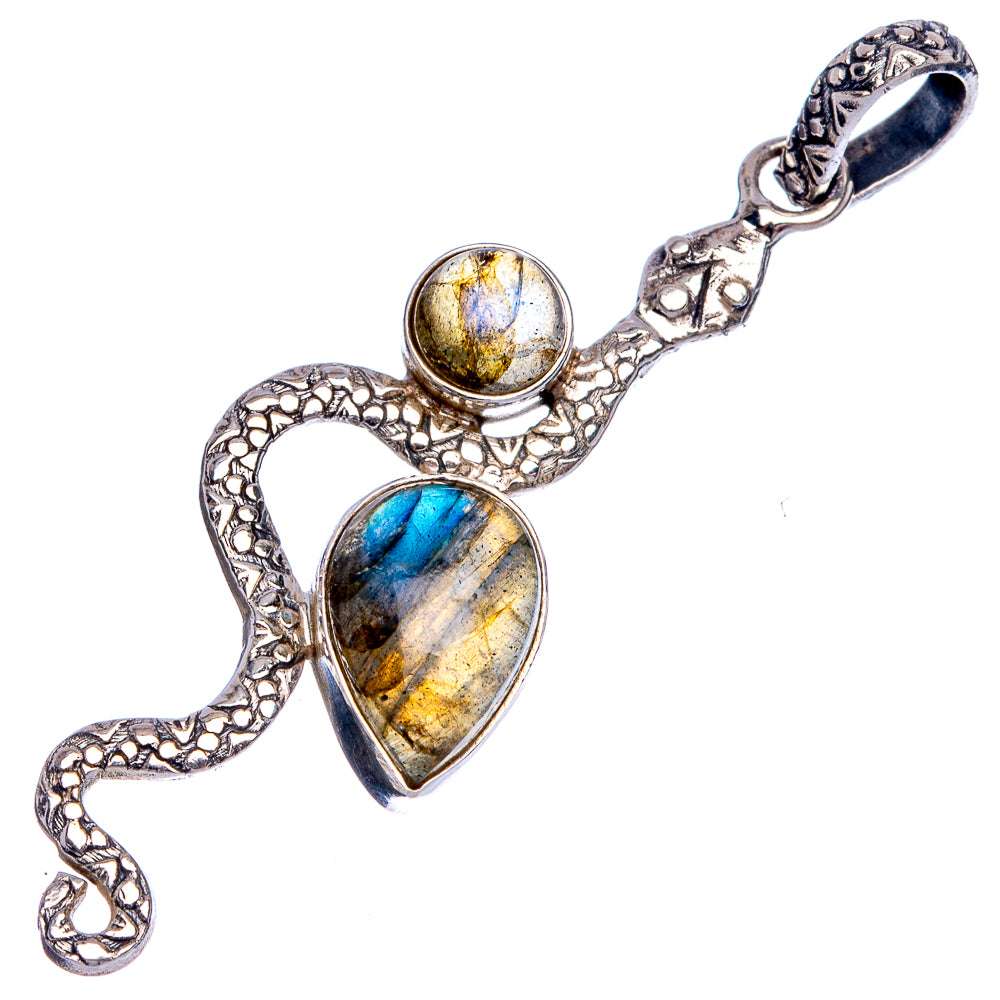 Labradorite Snake Pendant 2 1/8" (925 Sterling Silver) P40248