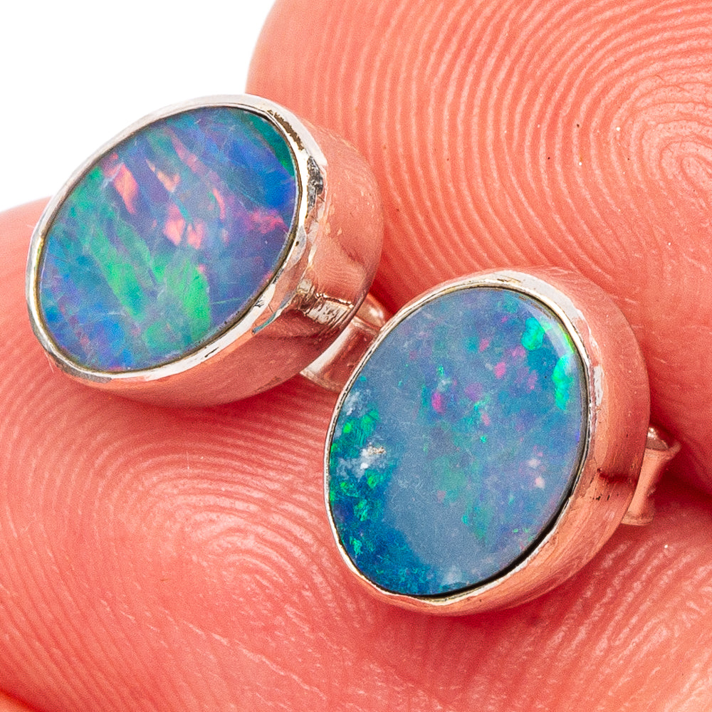 Rare Doublet Opal Earrings 3/8" (925 Sterling Silver) E2668