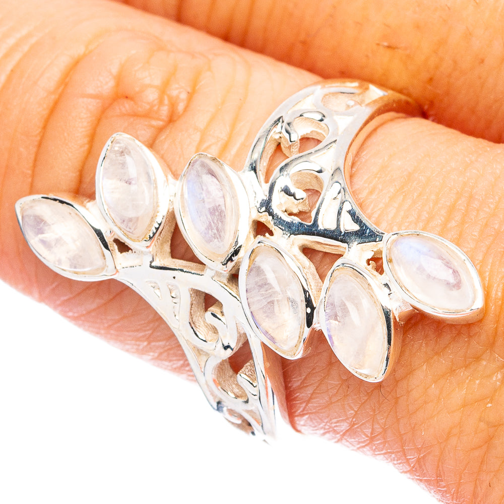 Rainbow Moonstone Ring Size 9 (925 Sterling Silver) R4738