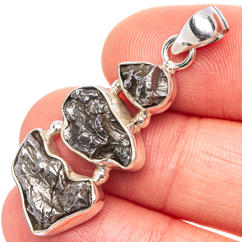 Rare Campo Del Cielo Meteorite Pendant 1 5/8" (.925 Sterling Silver)