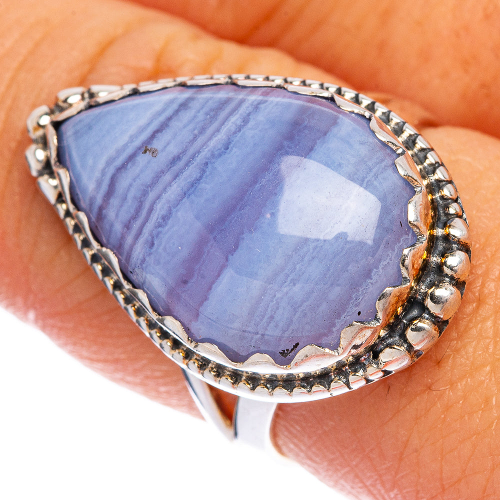 Blue Lace Agate Ring Size 8 (925 Sterling Silver) R145335