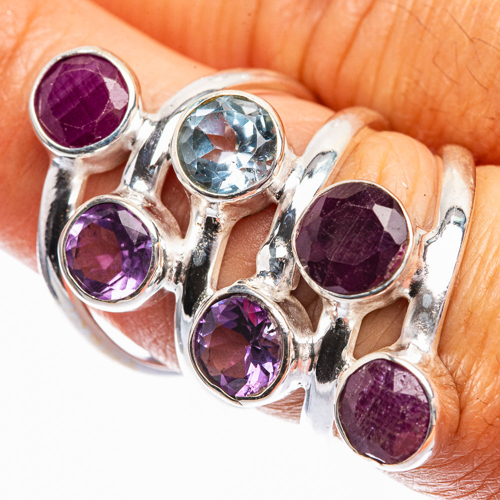 Ruby, Amethyst, Blue Topaz Ring Size 7 (925 Sterling Silver) R142300