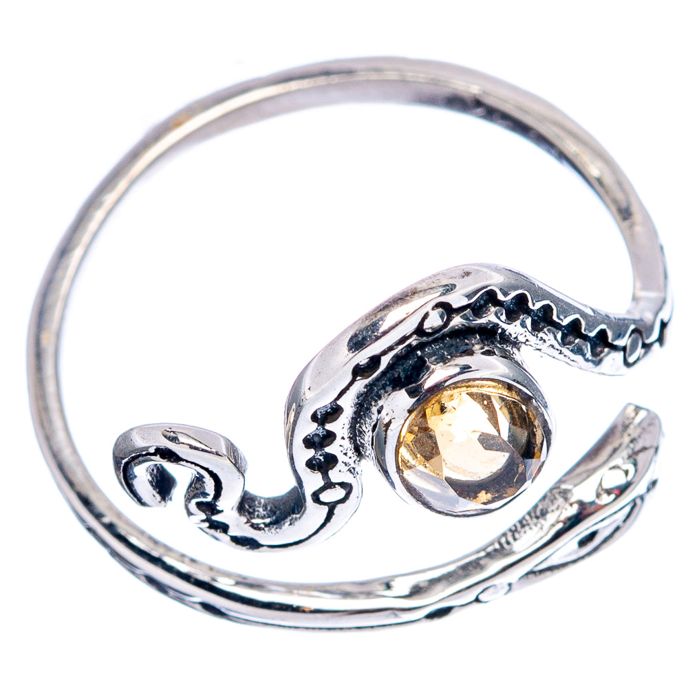 Citrine Snake Dainty Ring Size 6 Adjustable (.925 Sterling Silver)