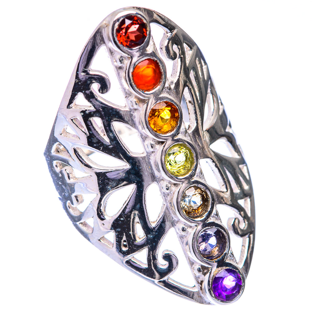 Rainbow Chakra Ring Size 5.75 (925 Sterling Silver) R141495