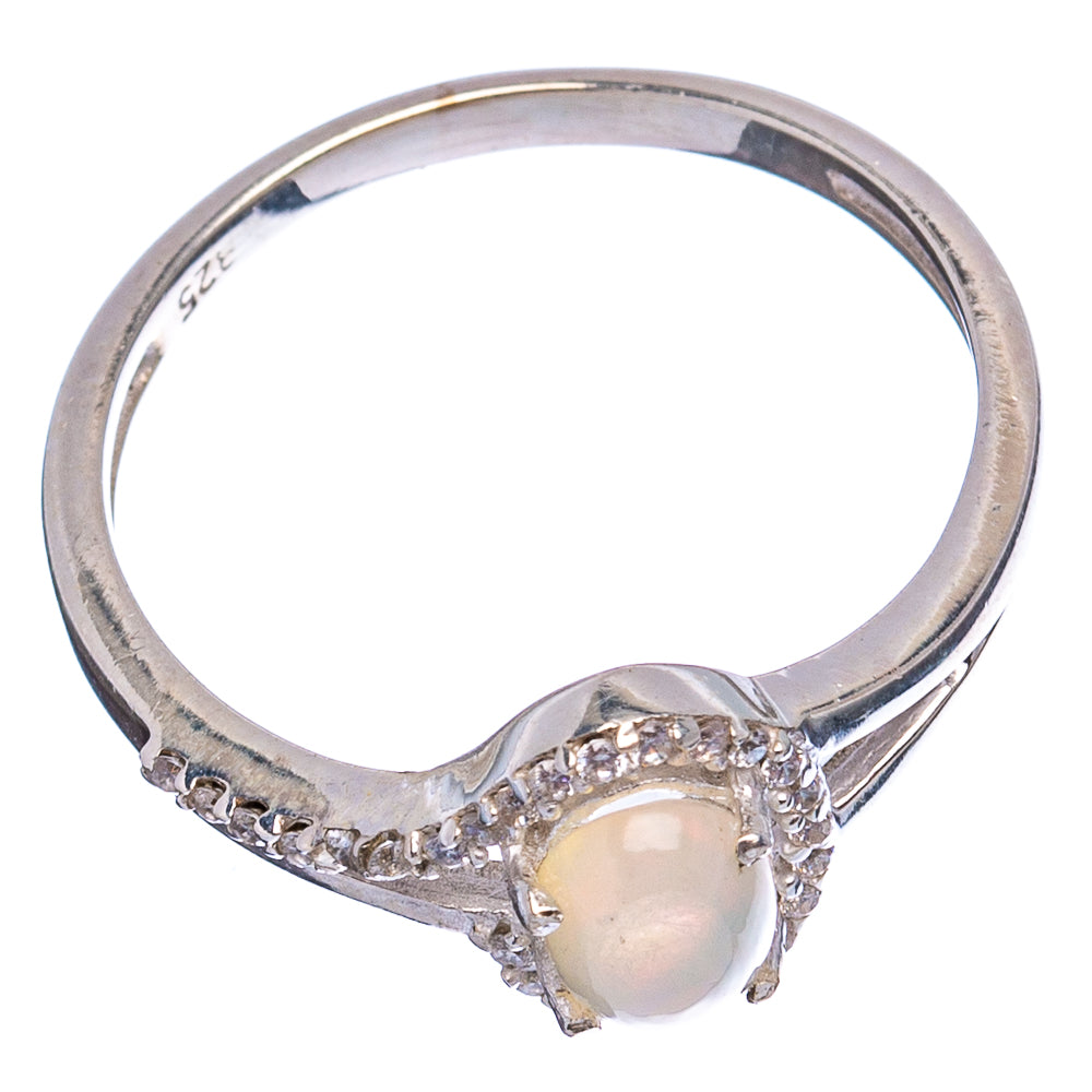Rare Ethiopian Opal, Cubic Zirconia Ring Size 8 (.925 Sterling Silver)