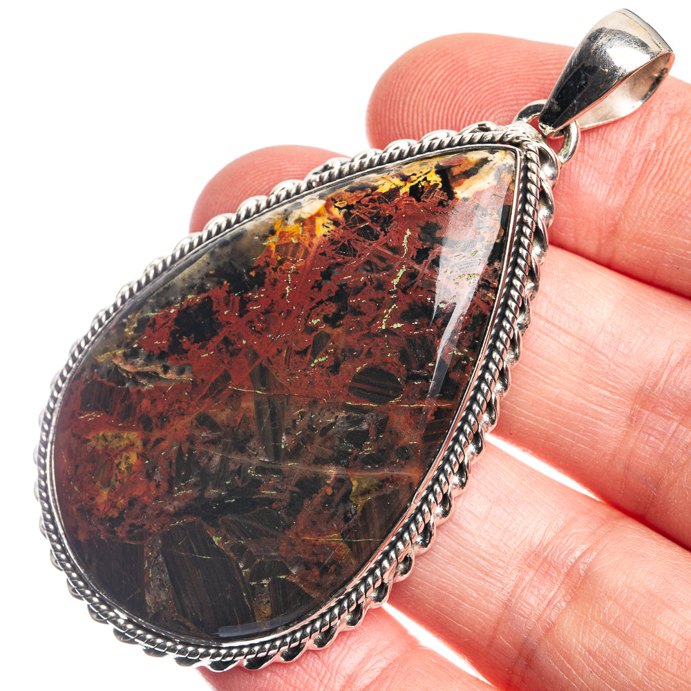 Large Picasso Jasper 925 Sterling Silver Pendant 2 1/2"