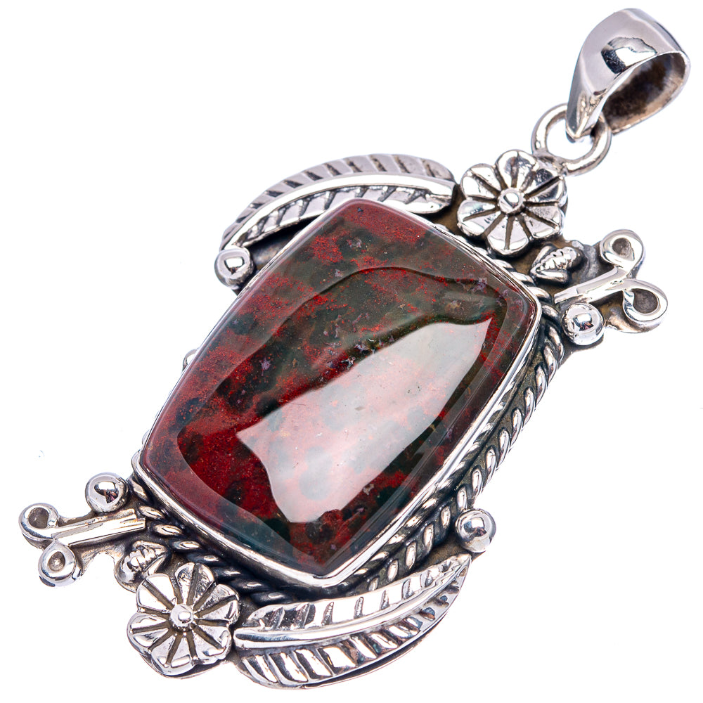 Premium Bloodstone Pendant 2 1/8" (.925 Sterling Silver)