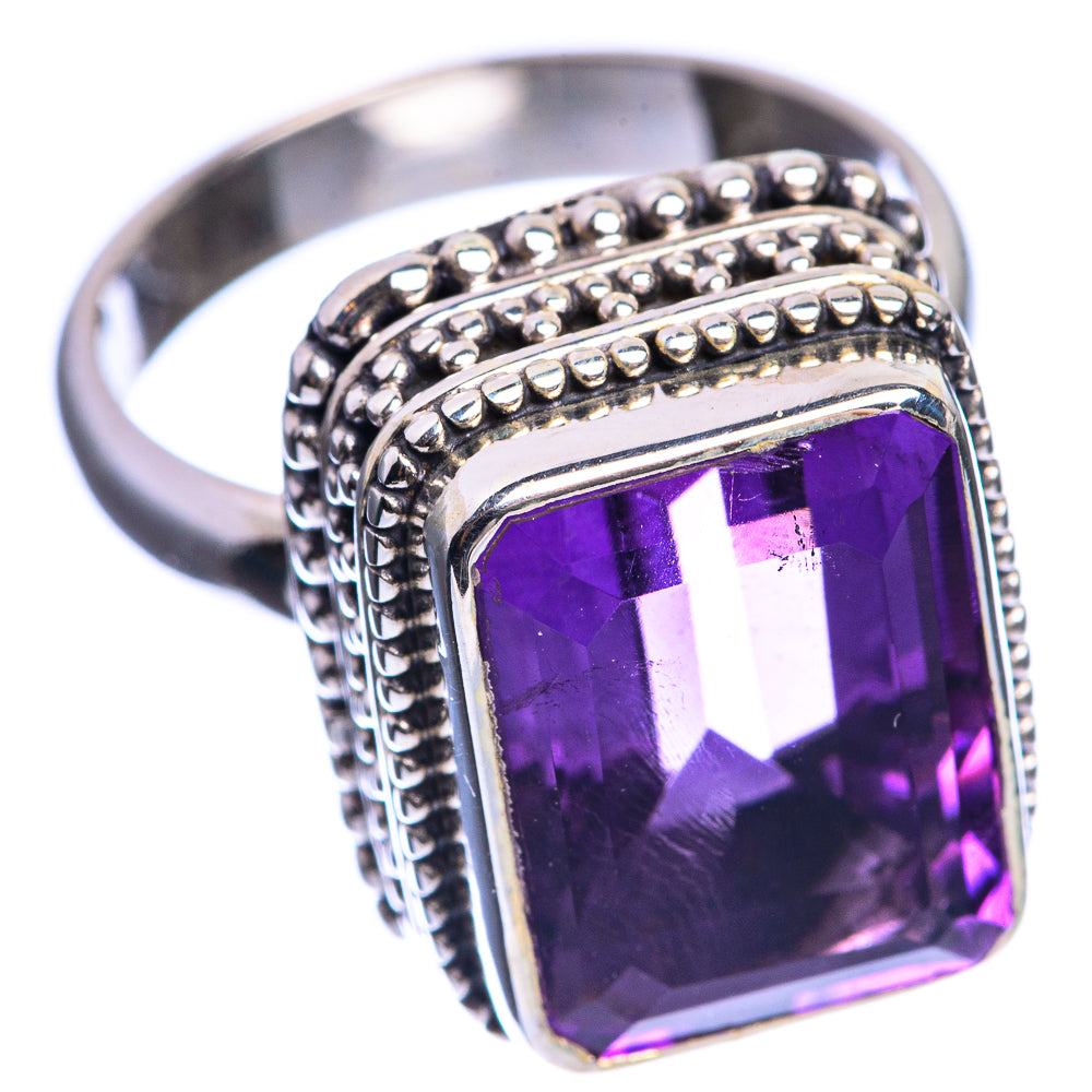 Faceted Amethyst 925 Sterling Silver Ring Size 6.25