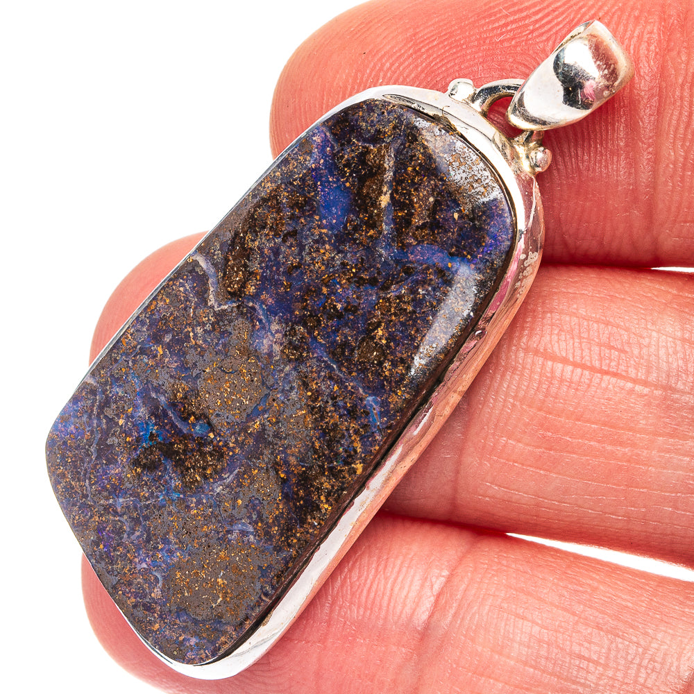 Rare Boulder Opal Pendant 1 3/4" (.925 Sterling Silver)