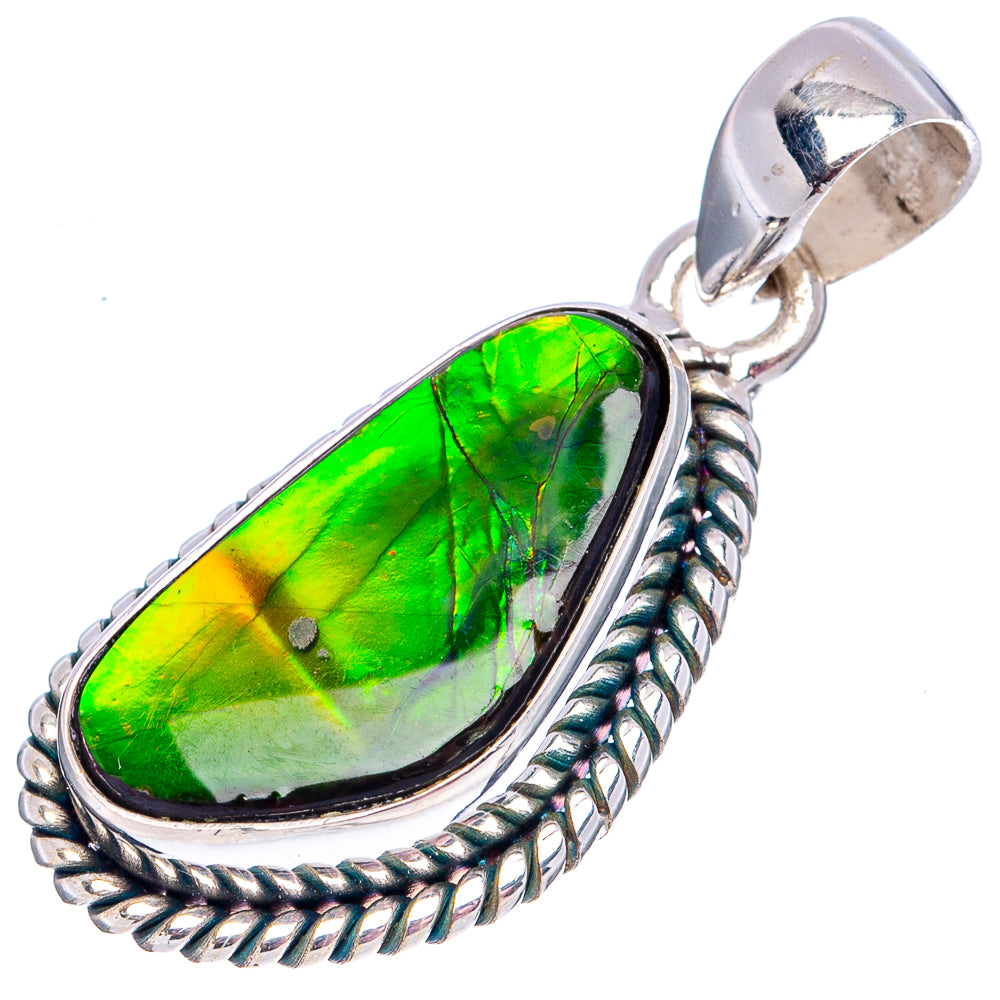 Premium Canadian Ammolite Pendant 1 1/4" (.925 Sterling Silver)