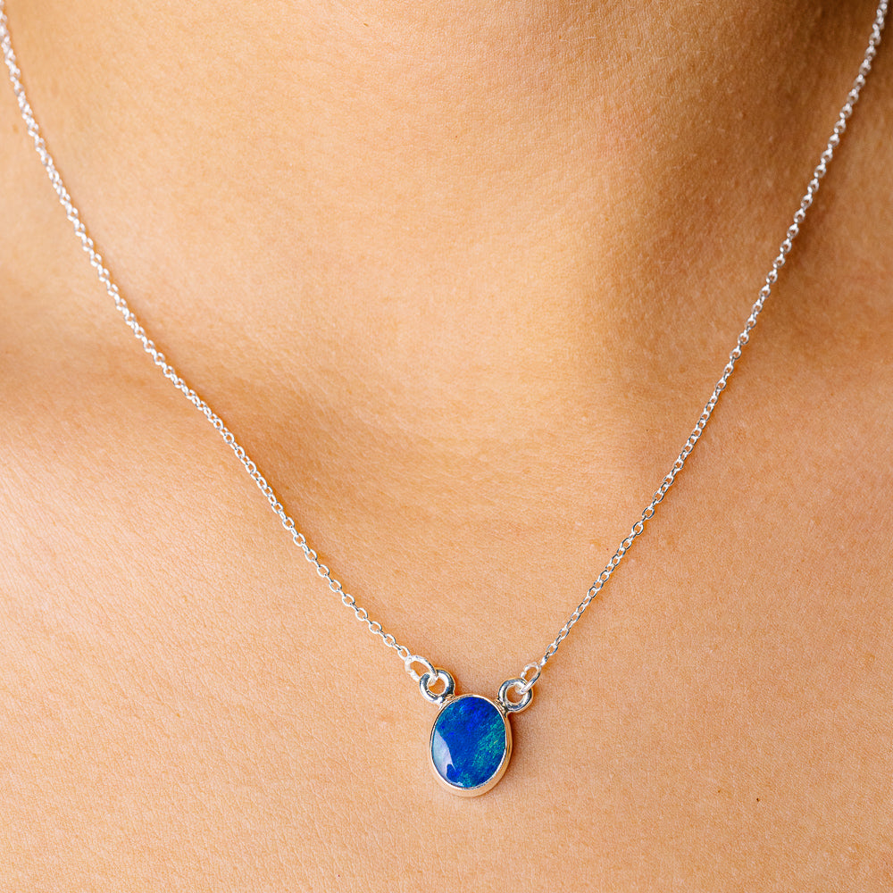 Doublet Opal Necklace 16.375" (925 Sterling Silver) N90266
