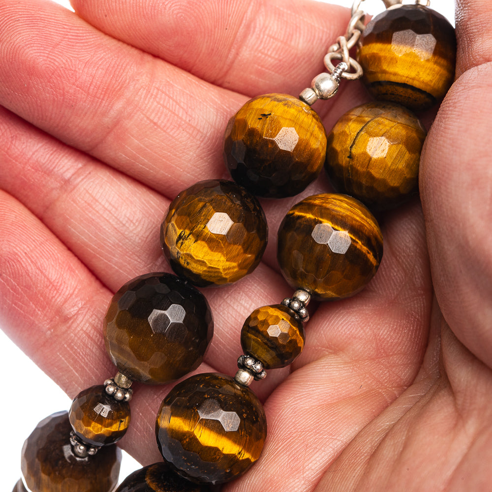 Tiger Eye Necklace 17" (925 Sterling Silver) N90092