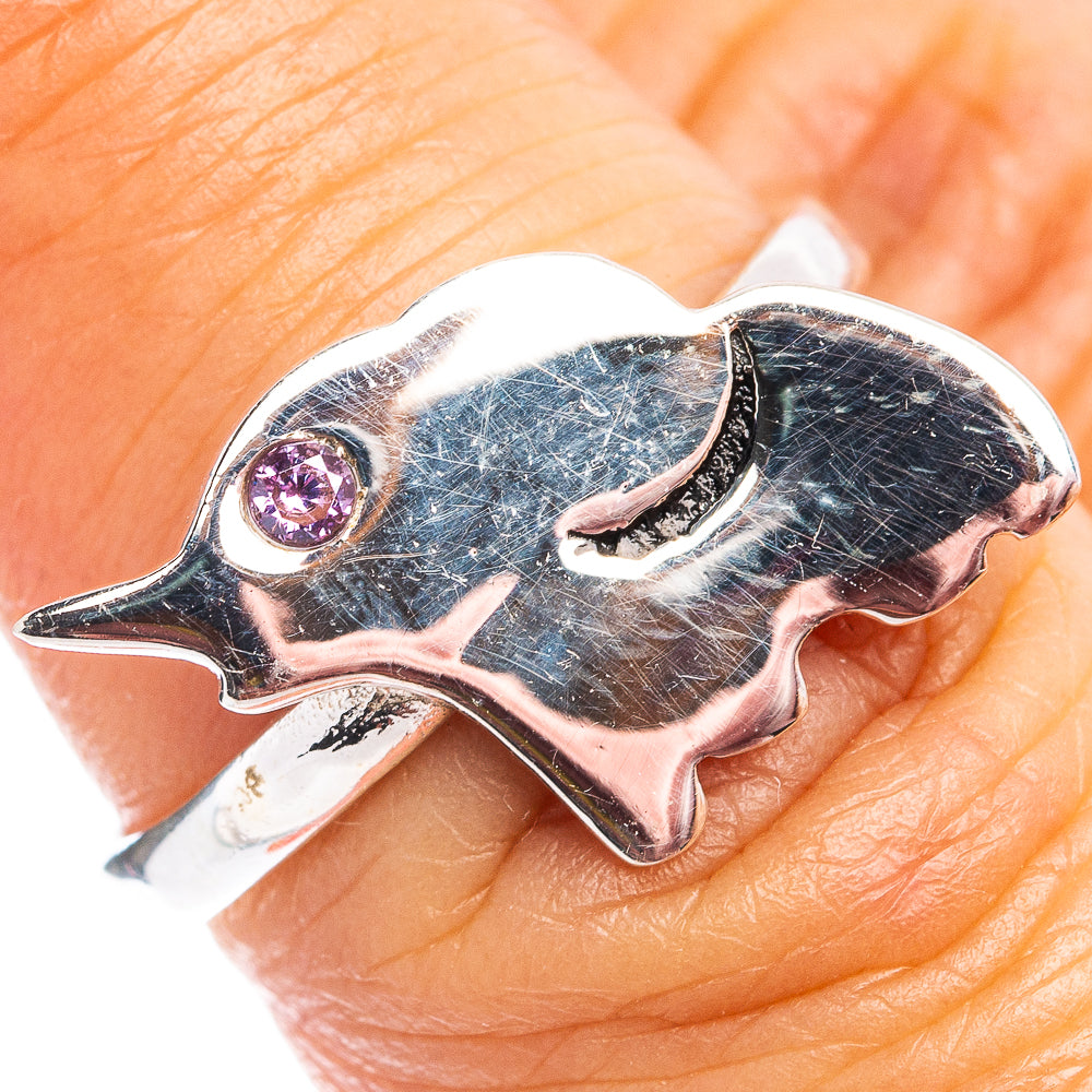 Amethyst Elephant Dainty Ring Size 6.75 (.925 Sterling Silver)