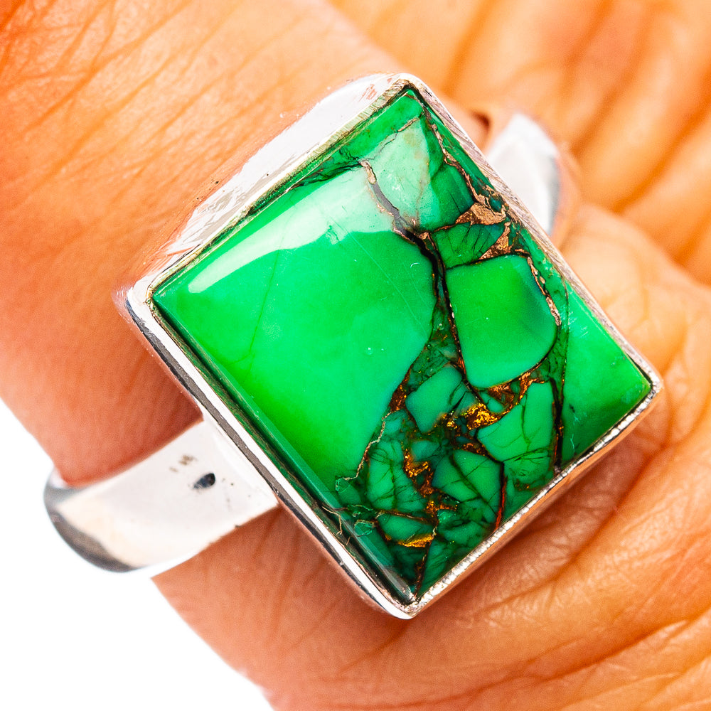 Green Copper Turquoise Ring Size 6.25 (.925 Sterling Silver)