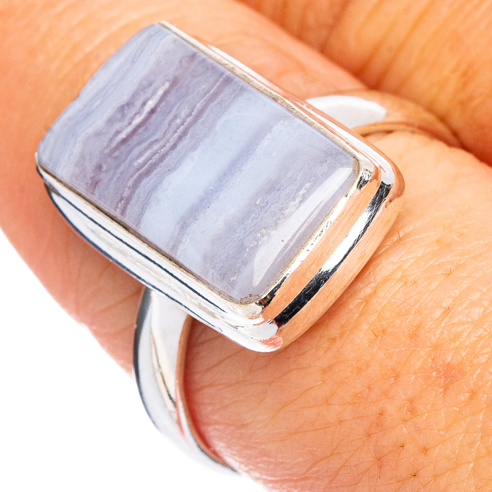 Blue Topaz Agate Ring Size 8.75 (.925 Sterling Silver)