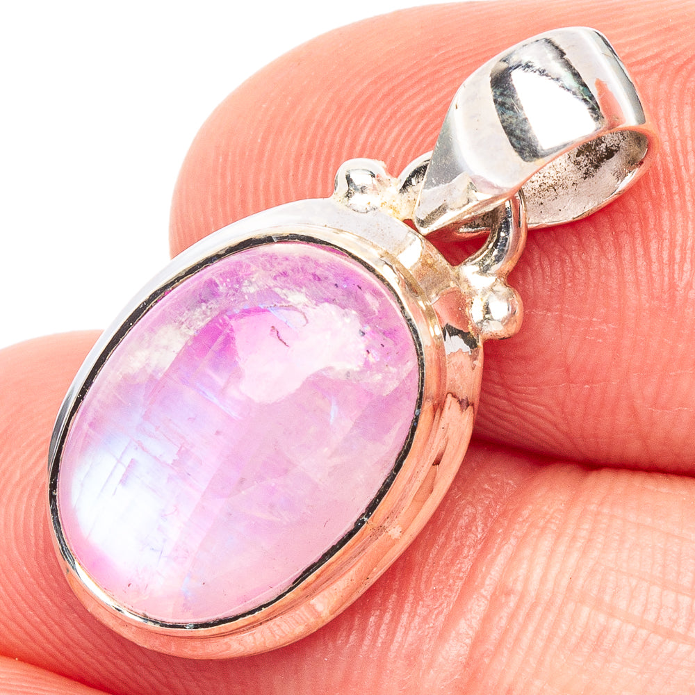 Pink Moonstone Pendant 1 1/8" (925 Sterling Silver) P44724