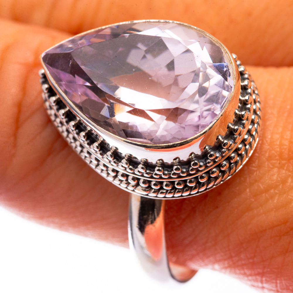 Faceted Pink Amethyst Ring Size 10.75 (925 Sterling Silver) R141142