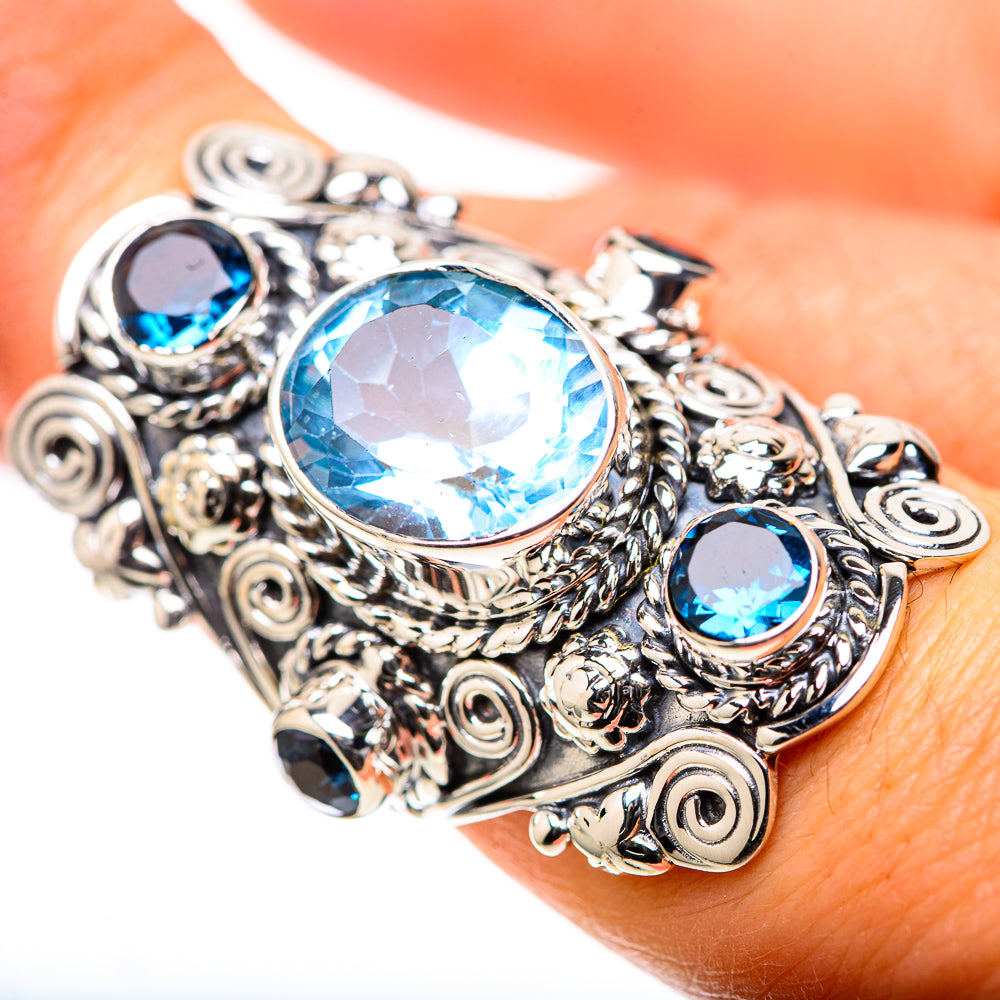 Signature Large Blue Topaz Ring Size 7.25 (925 Sterling Silver) RING138281