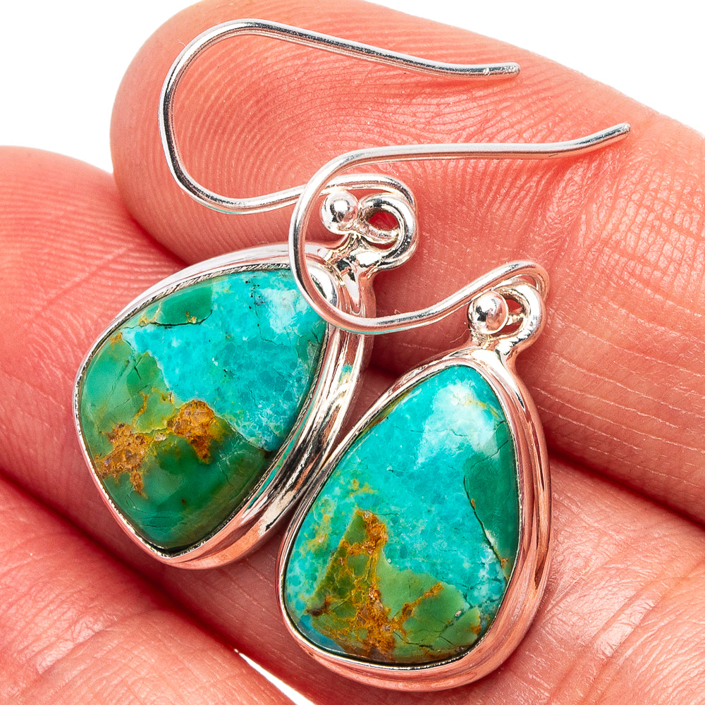Mohave Turquoise Earrings 1 1/4" (.925 Sterling Silver)