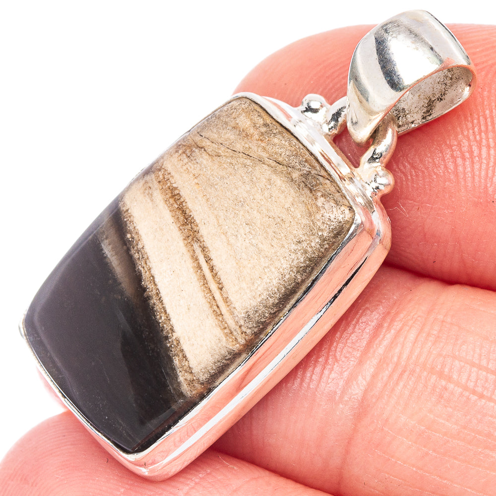 Peanut Wood Jasper Pendant 1 1/4" (925 Sterling Silver) P44577
