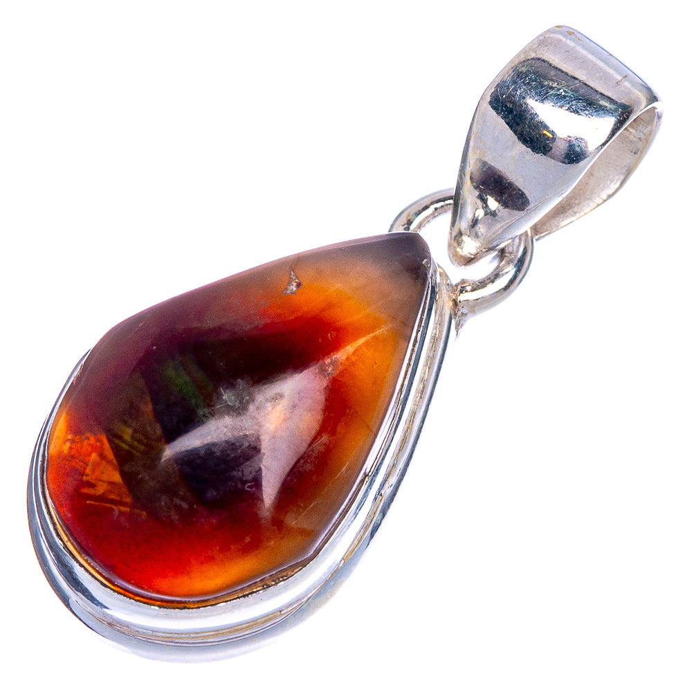 Rare Mexican Fire Agate Pendant 1 1/8" (925 Sterling Silver) P40646