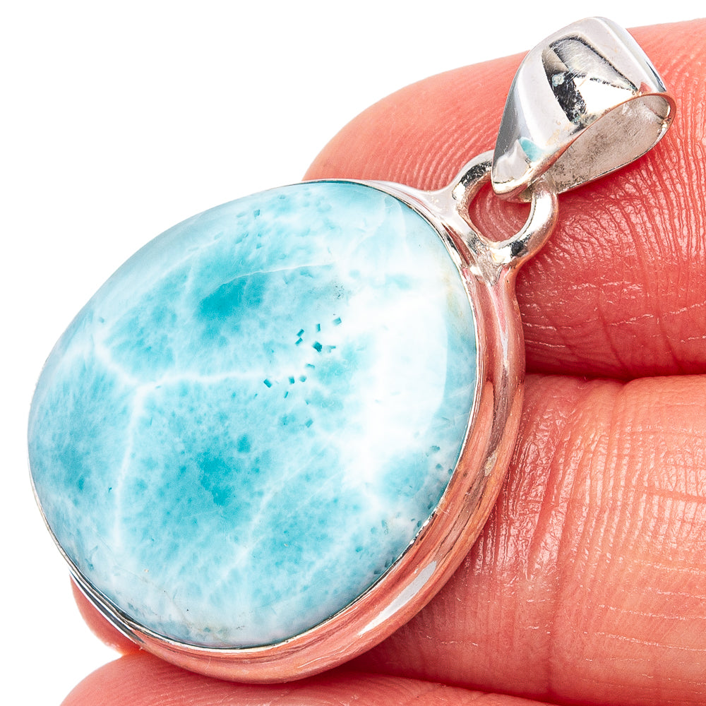 Rare Larimar Pendant 1 3/8" (.925 Sterling Silver)