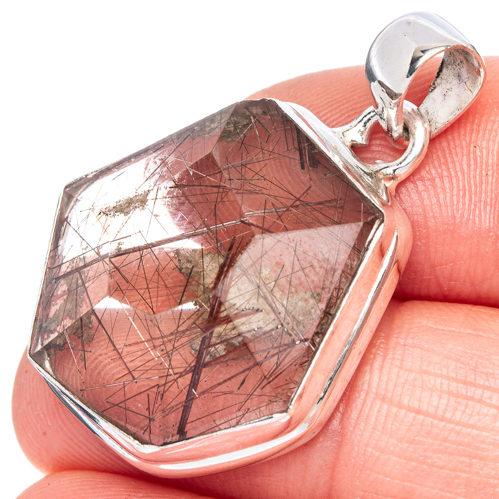 Rutilated Quartz Pendant 1 3/8" (925 Sterling Silver) P41433