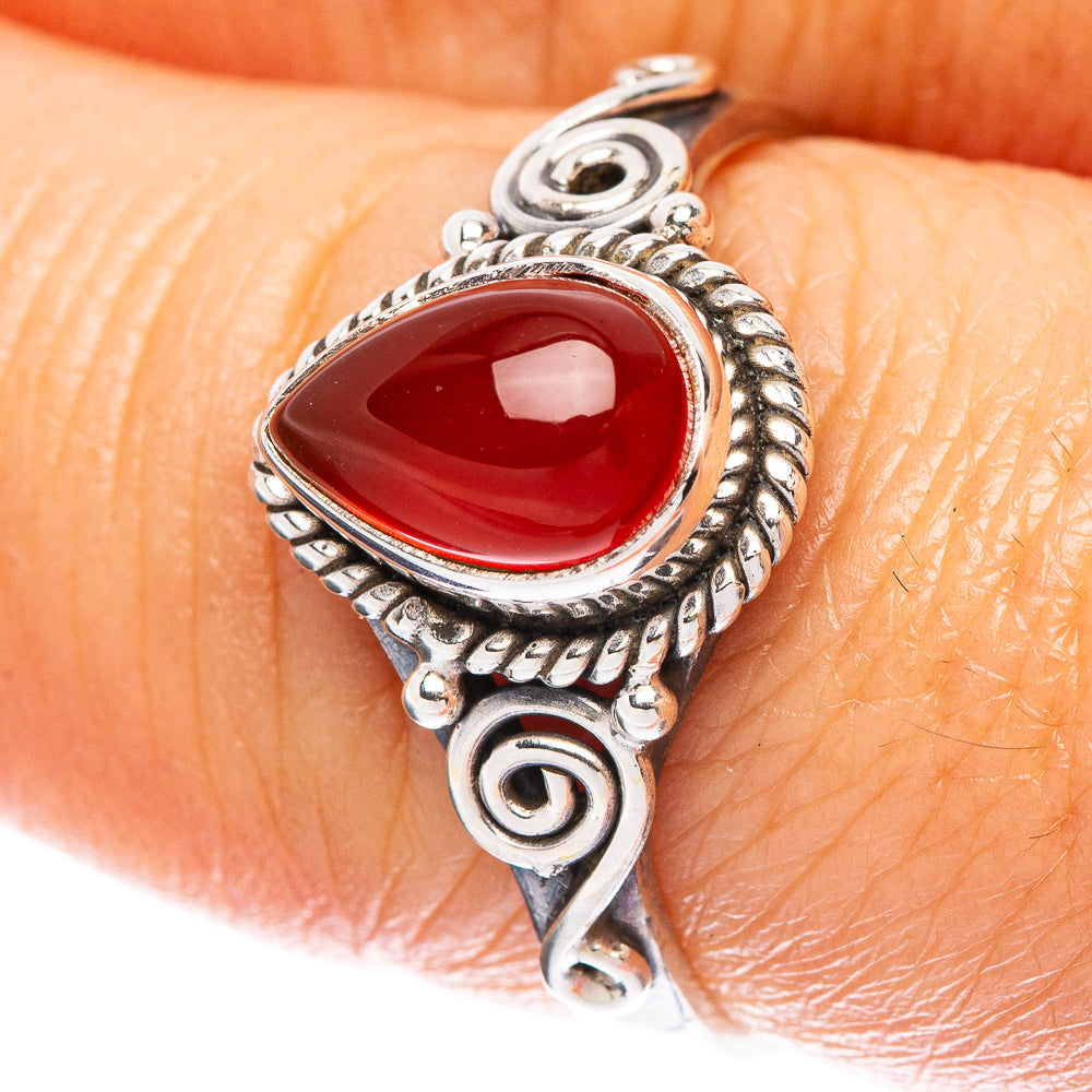 Red Onyx Dainty Ring Size 8 (925 Sterling Silver) R5166
