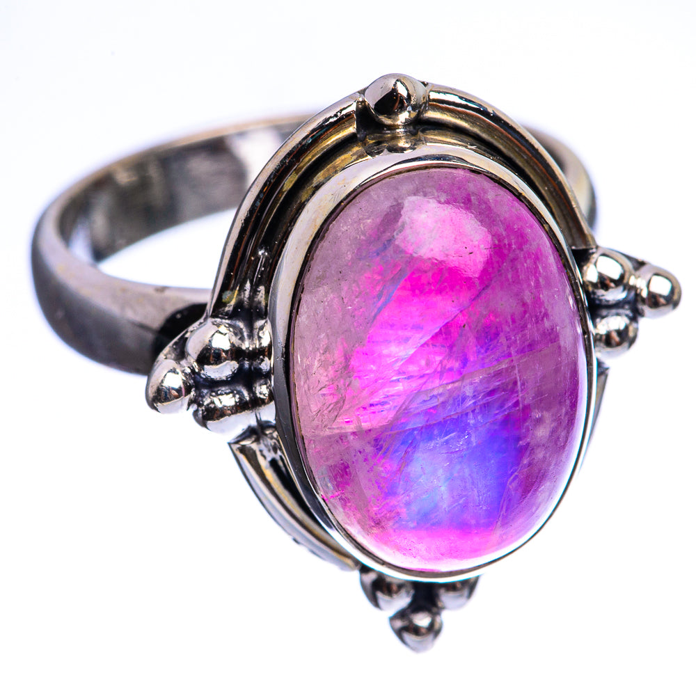 Pink Moonstone Ring Size 6.5 (925 Sterling Silver) R142932