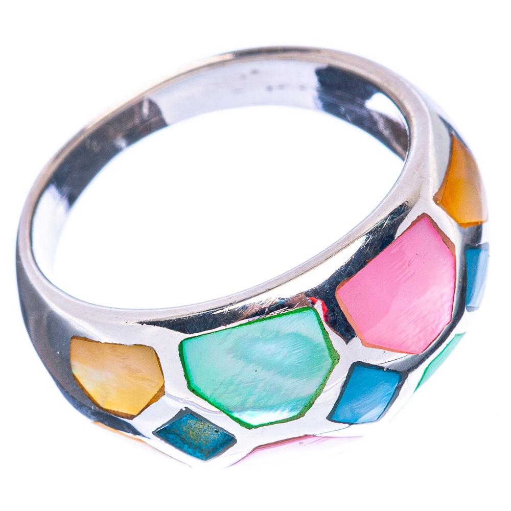 Mother Of Pearl Inlay Ring Size 6.75 (925 Sterling Silver) R2827