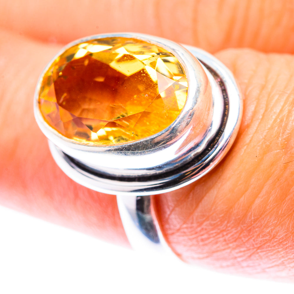 Faceted Citrine Ring Size 7.5 (925 Sterling Silver) RING140124