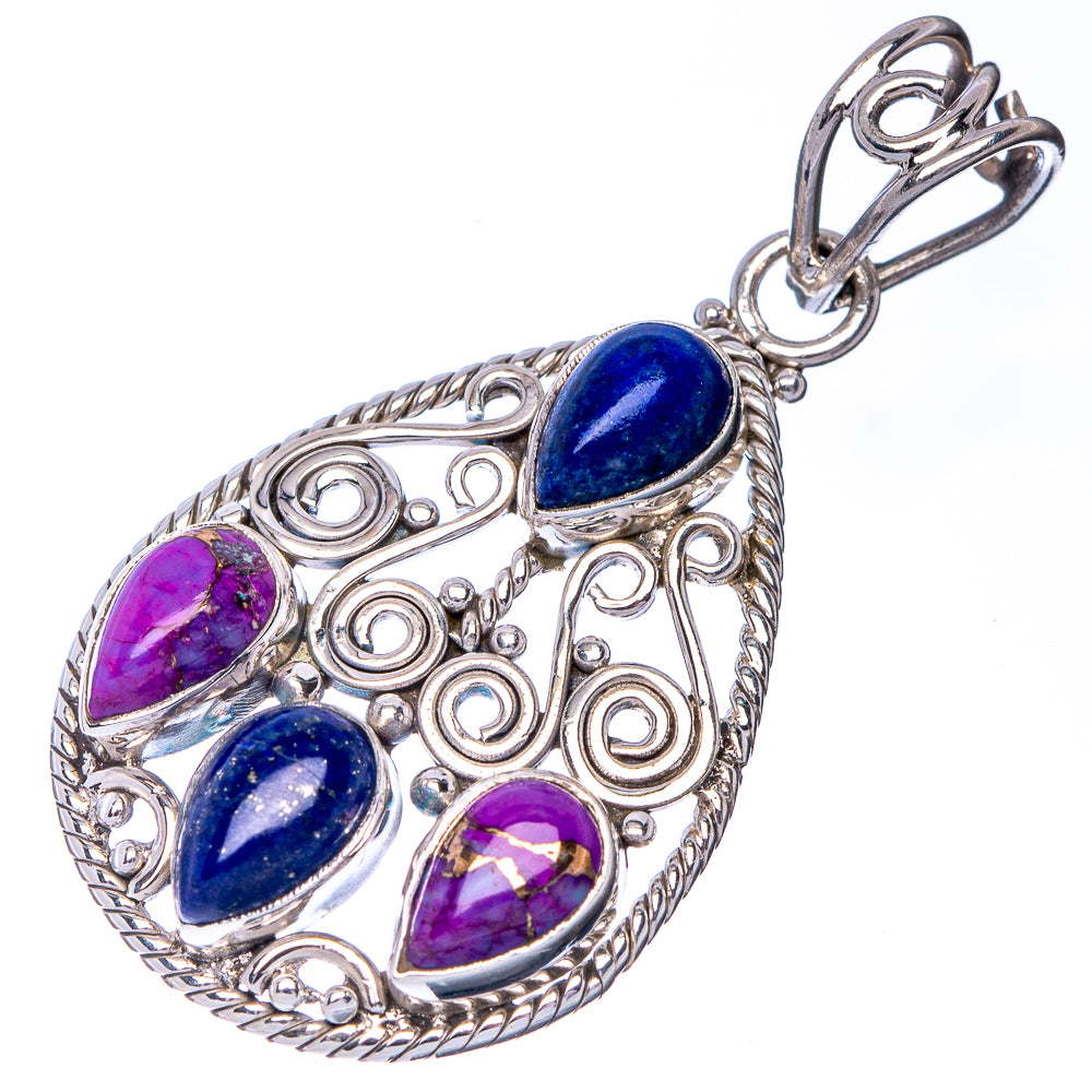 Lapis Lazuli, Purple Copper Composite Turquoise Pendant 1 5/8" (925 Sterling Silver) P41016