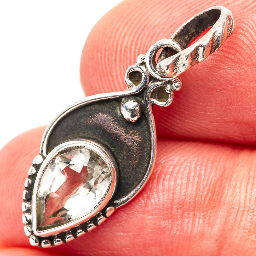 Dainty Green Amethyst Pendant 1 1/8" (.925 Sterling Silver)
