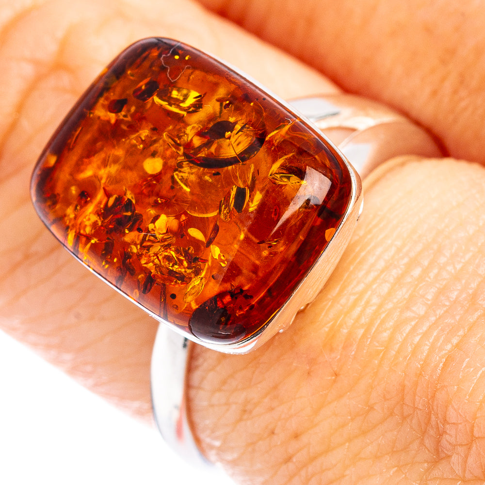 Baltic Amber Ring Size 7 Adjustable (.925 Sterling Silver)