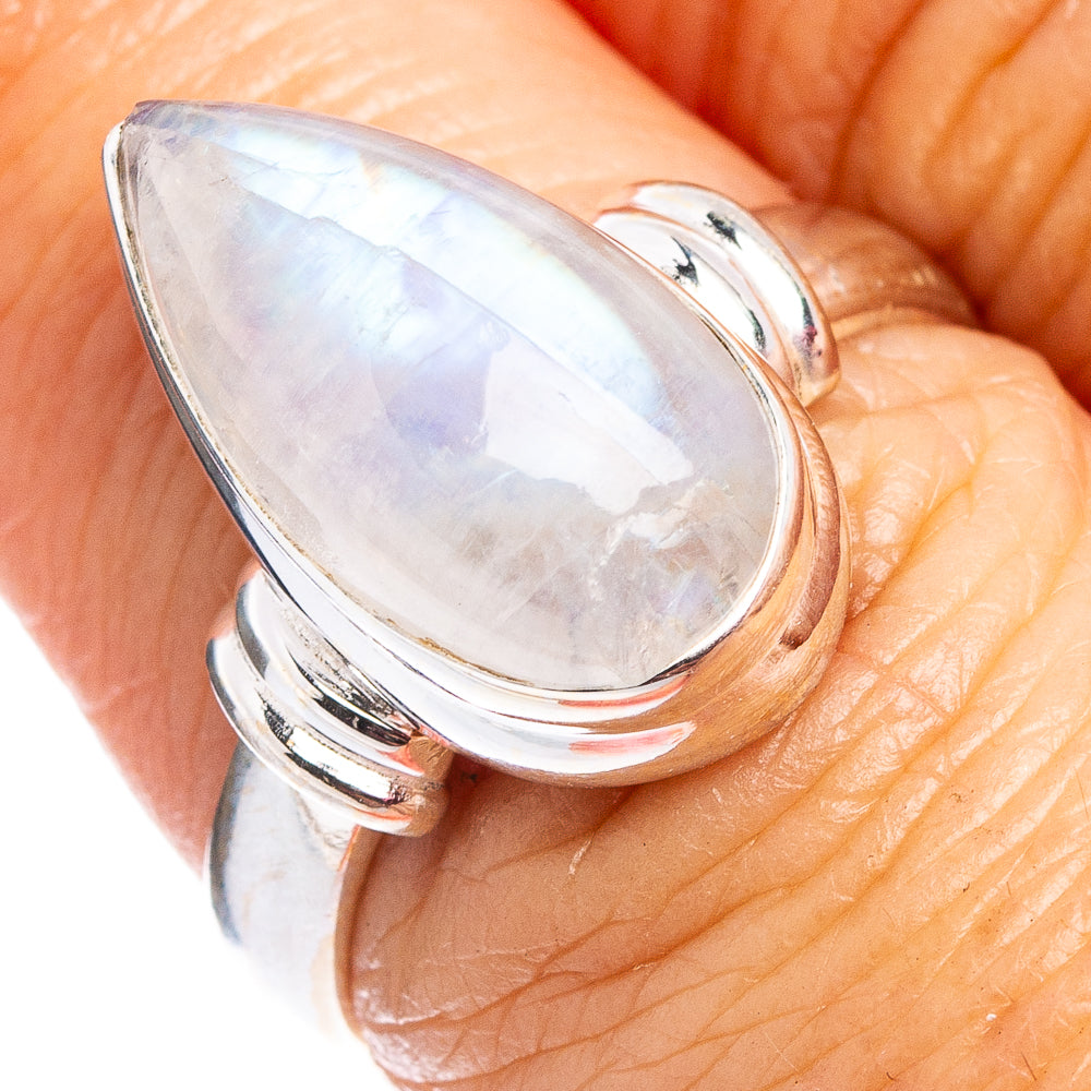 Rainbow Moonstone Ring Size 6.75 (.925 Sterling Silver)