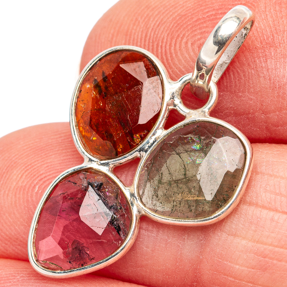 Rare Faceted Tourmaline Pendant 1 1/8" (.925 Sterling Silver)