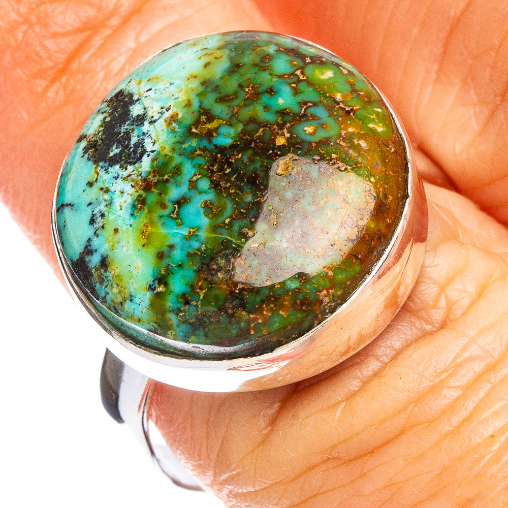 Hebei Spiderweb Turquoise Ring Size 8.25 (.925 Sterling Silver)