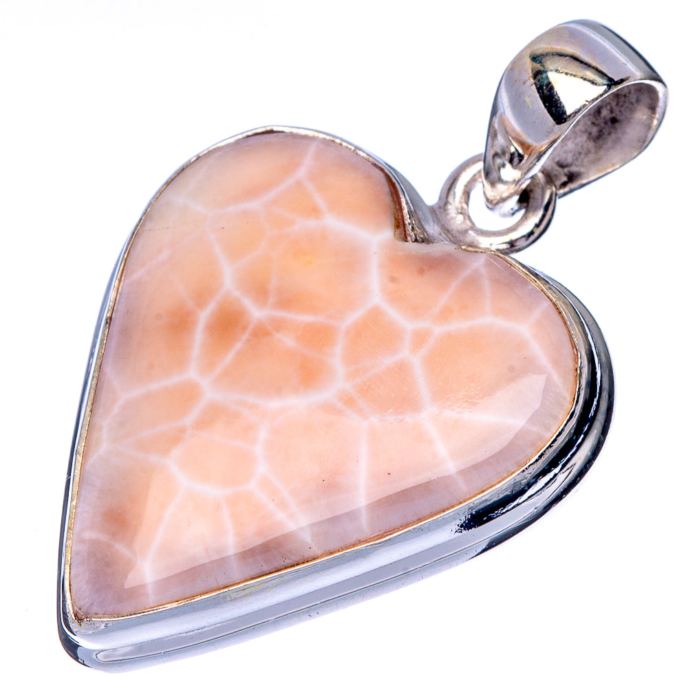 Natrolite Heart Pendant 1 3/8" (925 Sterling Silver) P40970