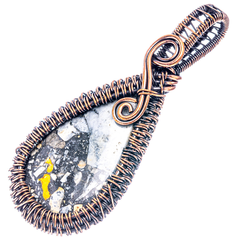 Maligano Jasper Wire Wrap Pendant 2 5/8" (Oxidized Copper)
