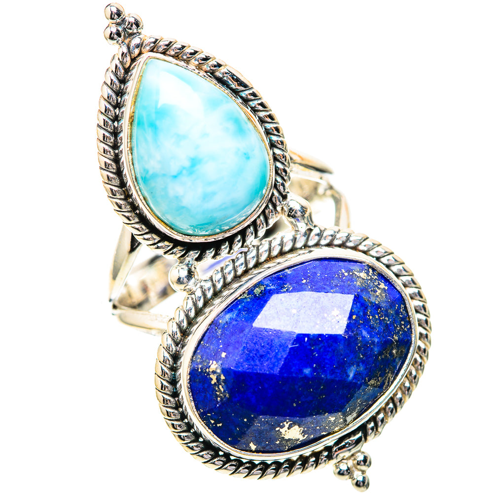 Large Lapis Lazuli, Larimar 925 Sterling Silver Ring Size 8.25 (925 Sterling Silver) RING139675