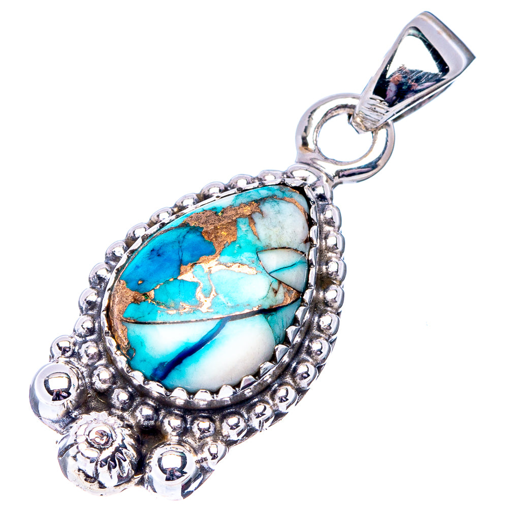 Ice Blue Dahlia Mohave Turquoise Pendant 1 3/8" (.925 Sterling Silver)