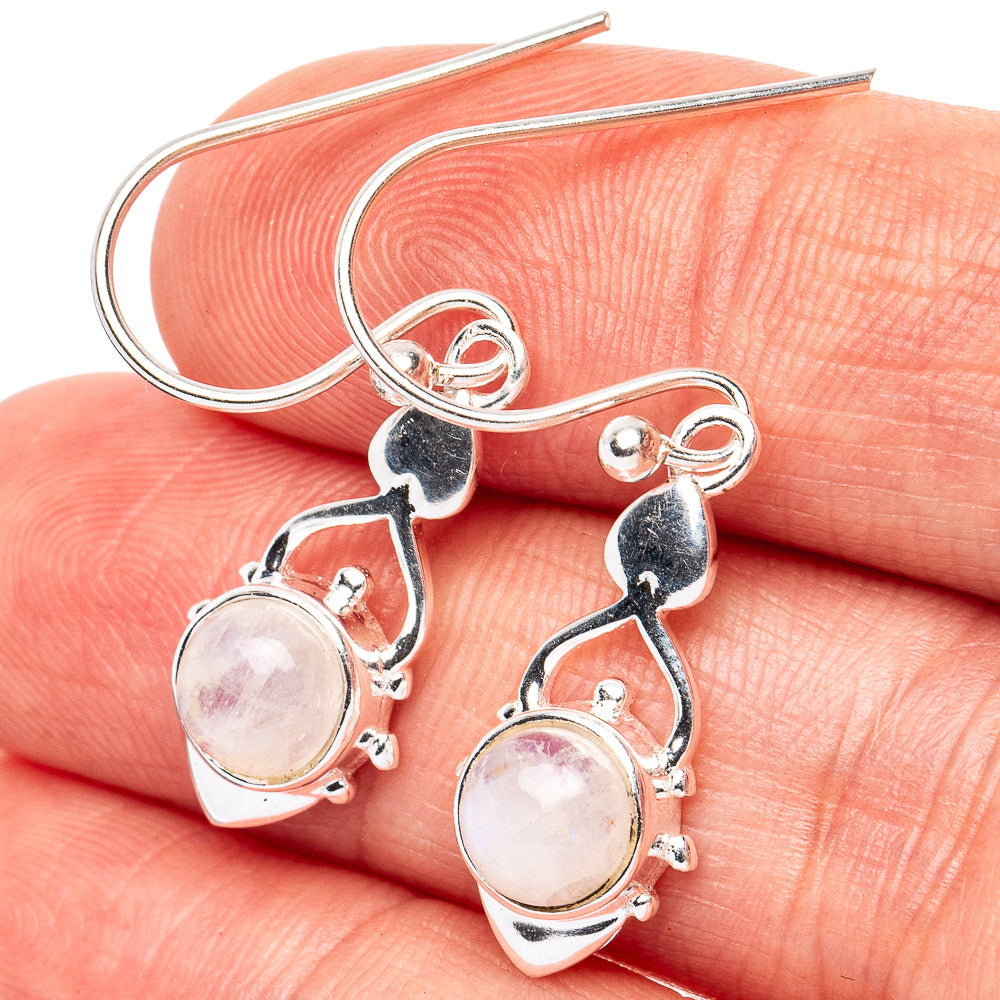 Dainty Rainbow Moonstone Earrings 1 3/8" (925 Sterling Silver) E2832