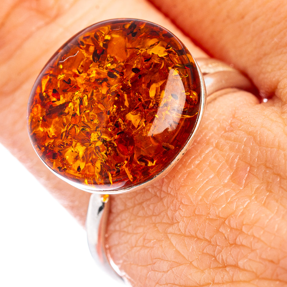 Baltic Amber Ring Size 7 Adjustable (.925 Sterling Silver)