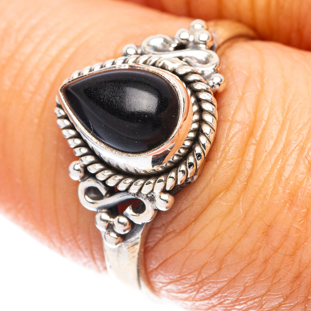 Black Onyx Ring Size 7.5 (925 Sterling Silver) R5602
