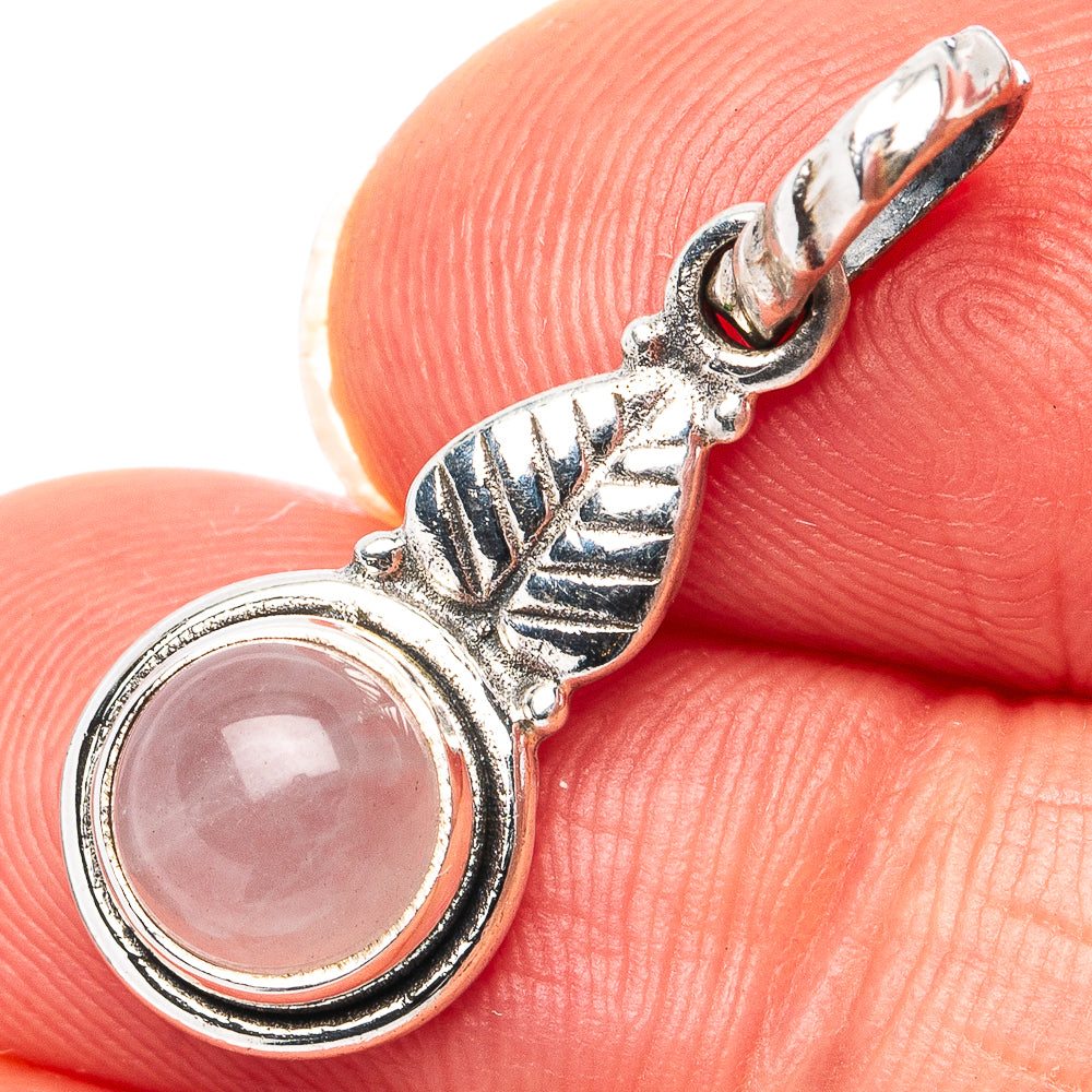 Rose Quartz Dainty Pendant 1 1/8" (.925 Sterling Silver)