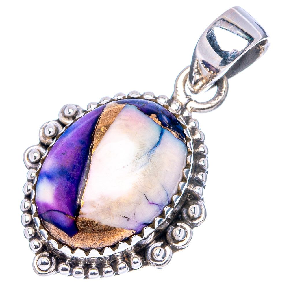 Purple Dahlia Mohave Turquoise Pendant 1 1/4" (.925 Sterling Silver)