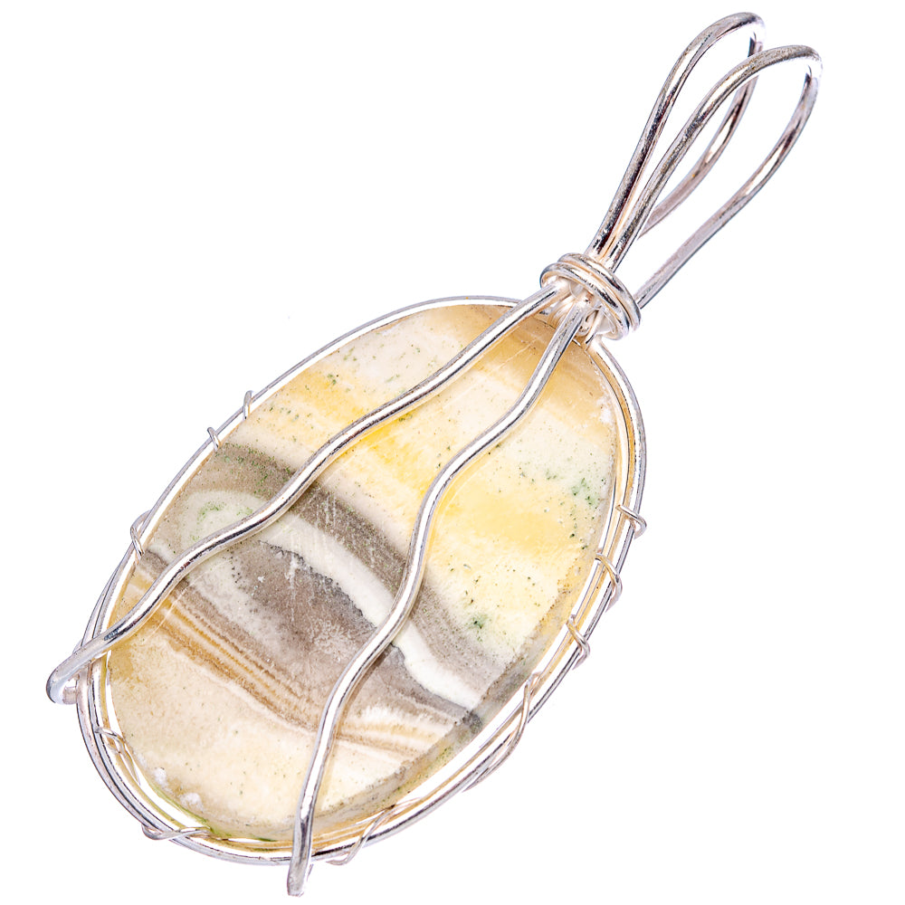 Banded Agate Wire Wrap Pendant 2 1/2" (Silver Plated)
